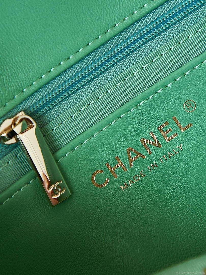 Chanel AS3782 MINI Flap Bag 23P Enamel Gold-Tone Metal 16cm Green