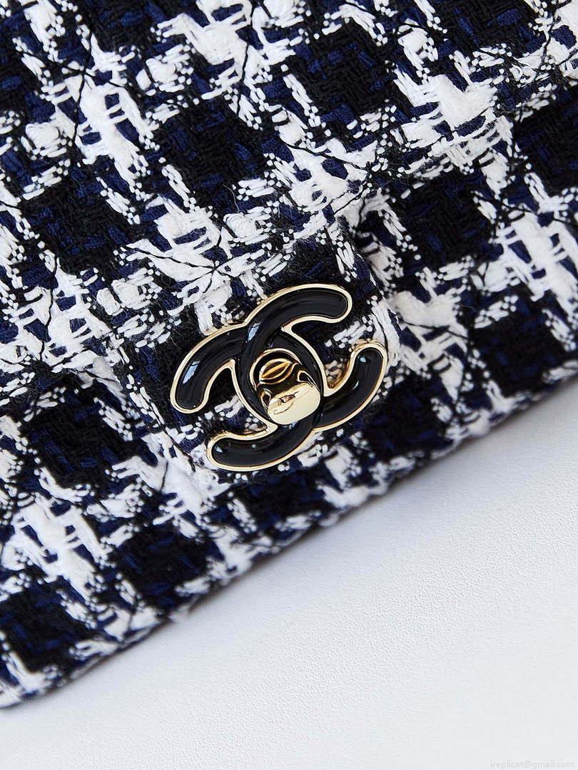 Chanel AS3782 MINI Flap Bag 23P Tweed Gold-Tone Metal 16cm Black & White
