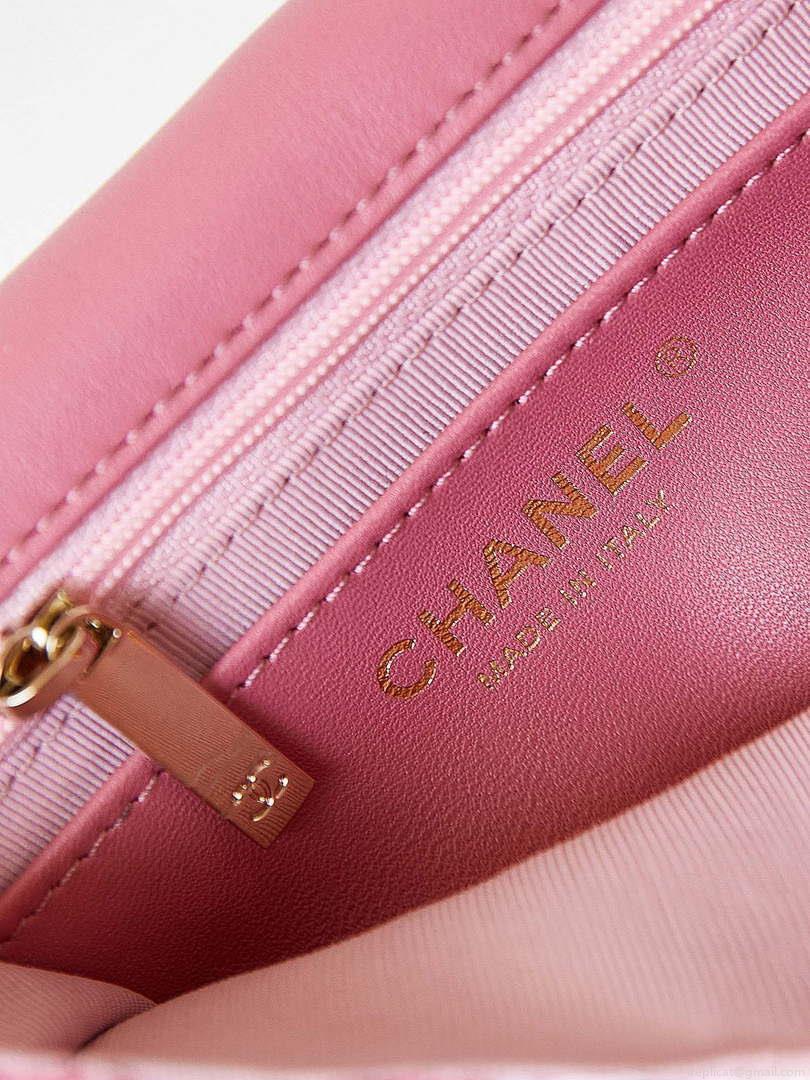 Chanel AS3782 MINI Flap Bag 23P Tweed Gold-Tone Metal 16cm Pink