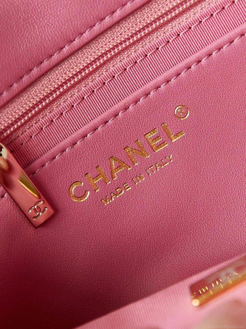 Chanel AS3783 Small Flap Bag 23P Tweed Gold-Tone Metal 18.5 cm Pink