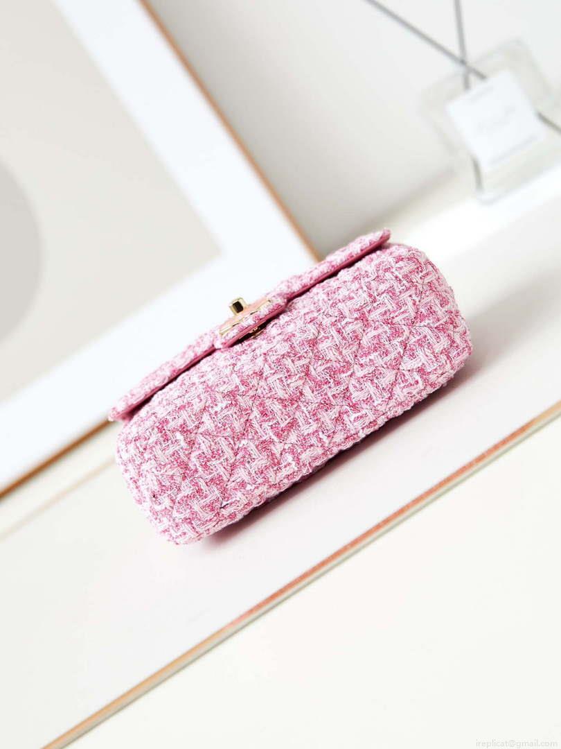 Chanel AS3783 Small Flap Bag 23P Tweed Gold-Tone Metal 18.5 cm Pink