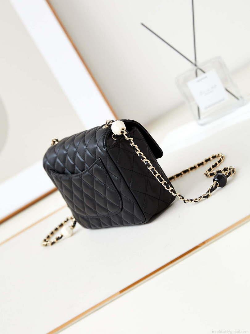 Chanel AS3783 Small Flap Bag 23P Lambskin Gold-Tone Metal 18.5 cm Black