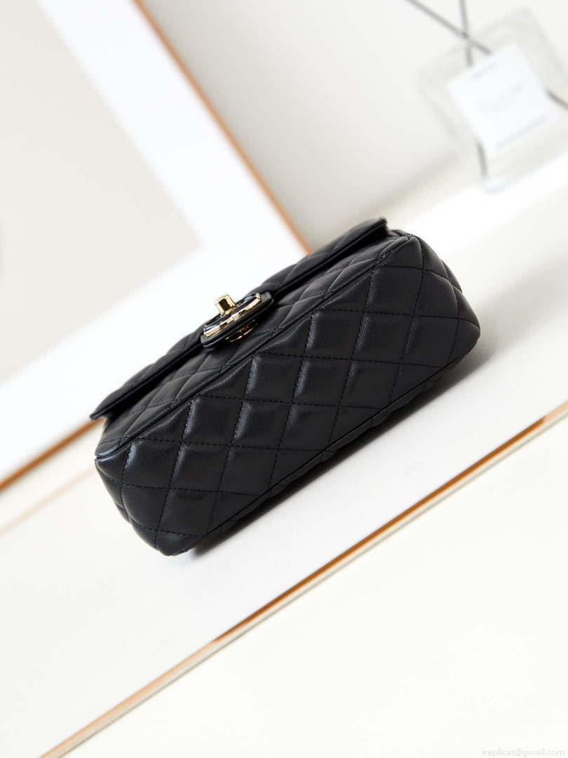 Chanel AS3783 Small Flap Bag 23P Lambskin Gold-Tone Metal 18.5 cm Black
