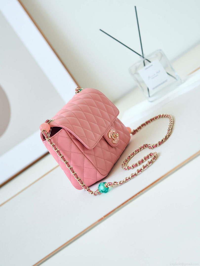 Chanel AS3783 Small Flap Bag 23P Lambskin Gold-Tone Metal 18.5 cm Pink