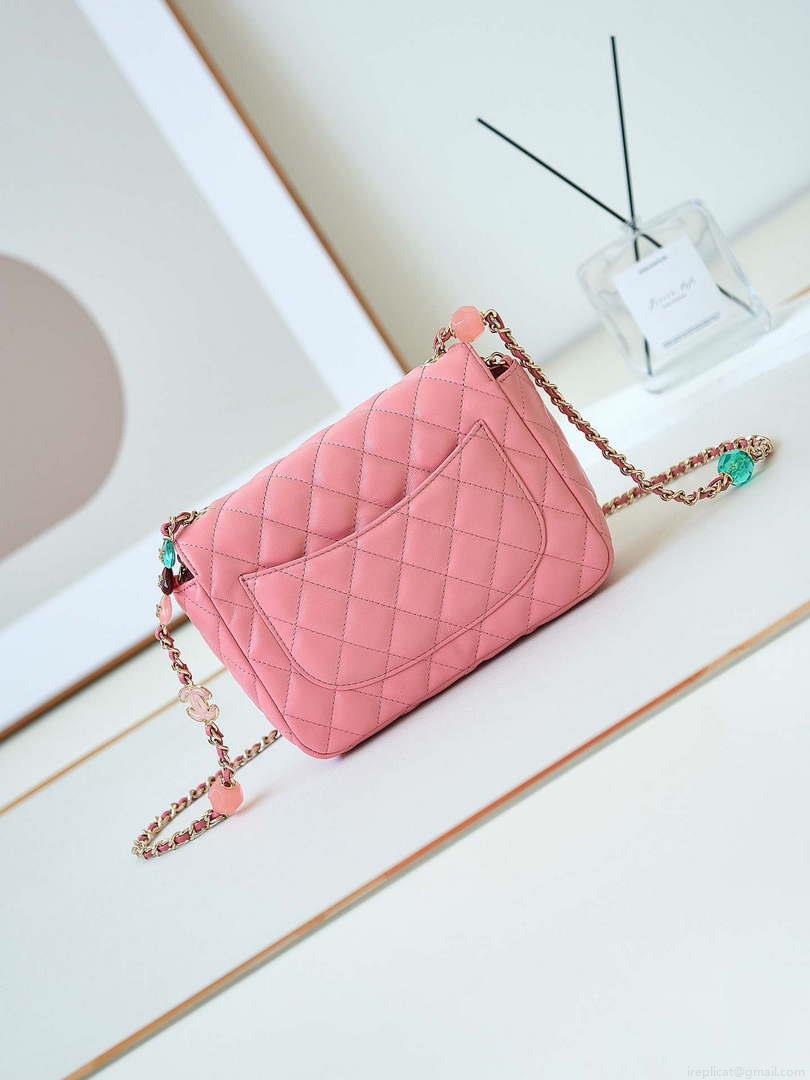 Chanel AS3783 Small Flap Bag 23P Lambskin Gold-Tone Metal 18.5 cm Pink