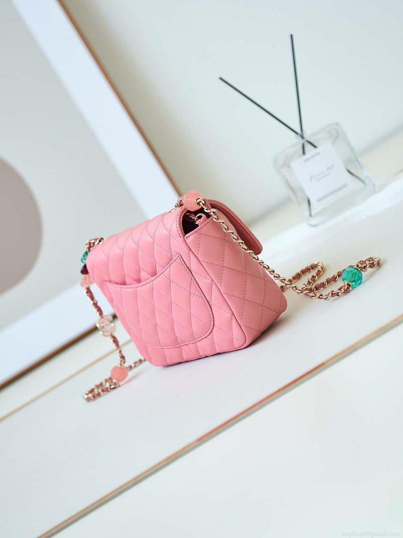 Chanel AS3783 Small Flap Bag 23P Lambskin Gold-Tone Metal 18.5 cm Pink