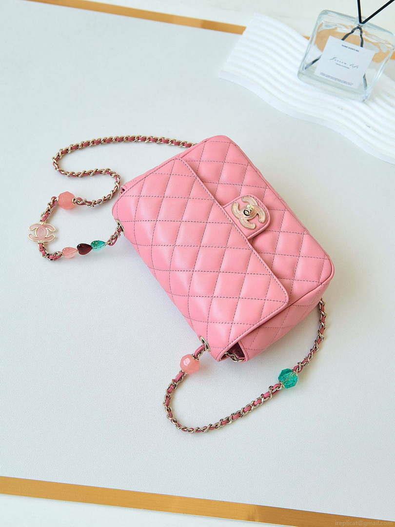 Chanel AS3783 Small Flap Bag 23P Lambskin Gold-Tone Metal 18.5 cm Pink