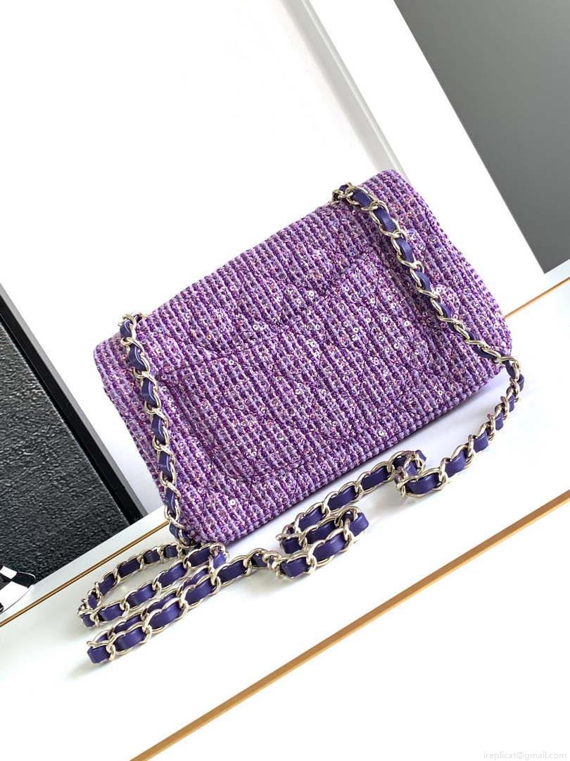 Chanel AS1116 24C Mini Flap Bag 20cm A69900 Tweed Purple