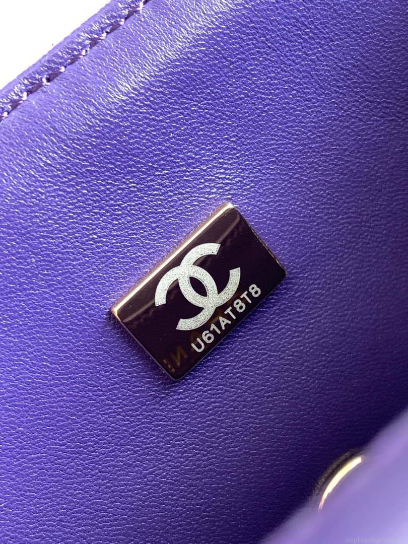 Chanel AS1116 24C Mini Flap Bag 20cm A69900 Tweed Purple