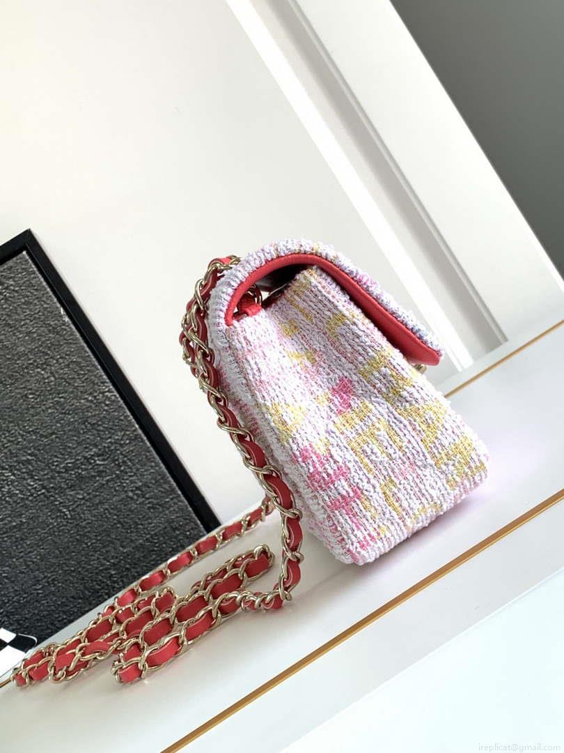 Chanel AS1116 24C Mini Flap Bag 20cm A69900 Tweed White & Red