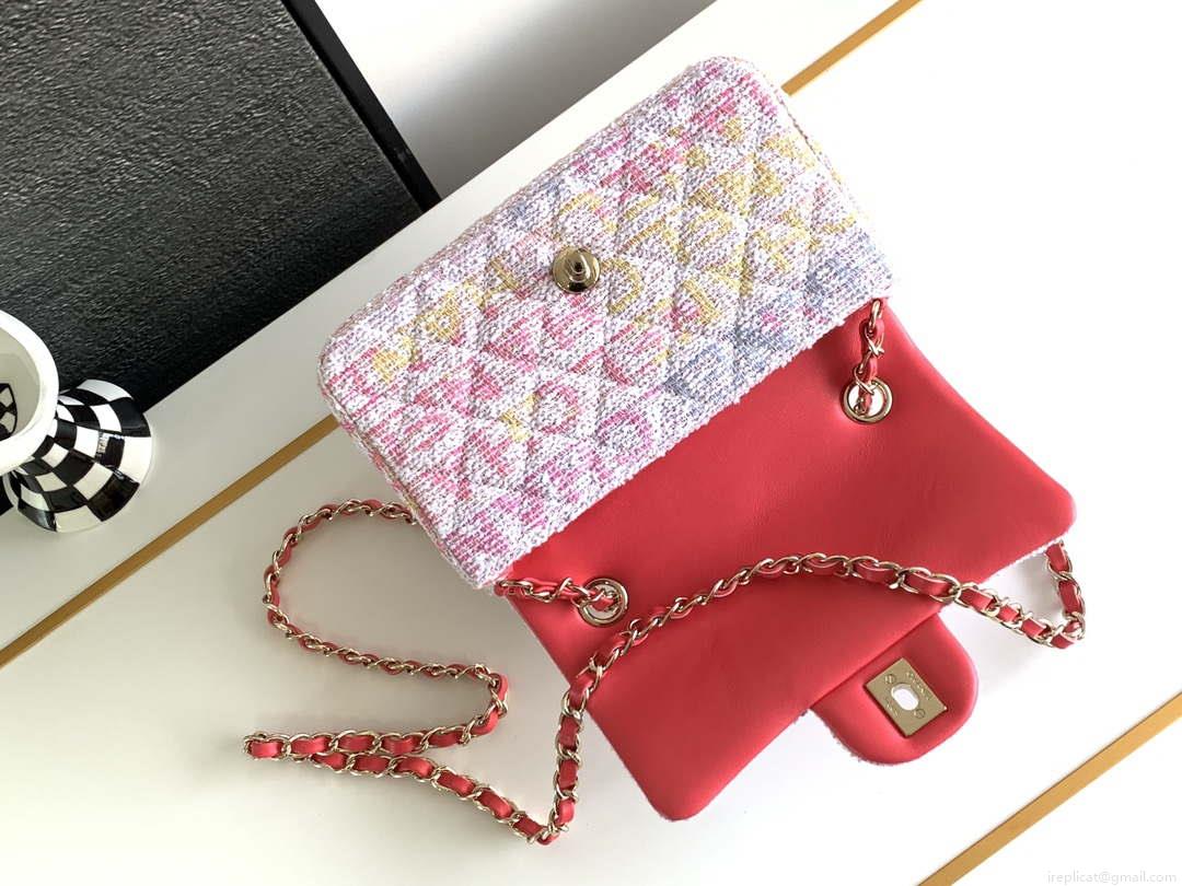 Chanel AS1116 24C Mini Flap Bag 20cm A69900 Tweed White & Red