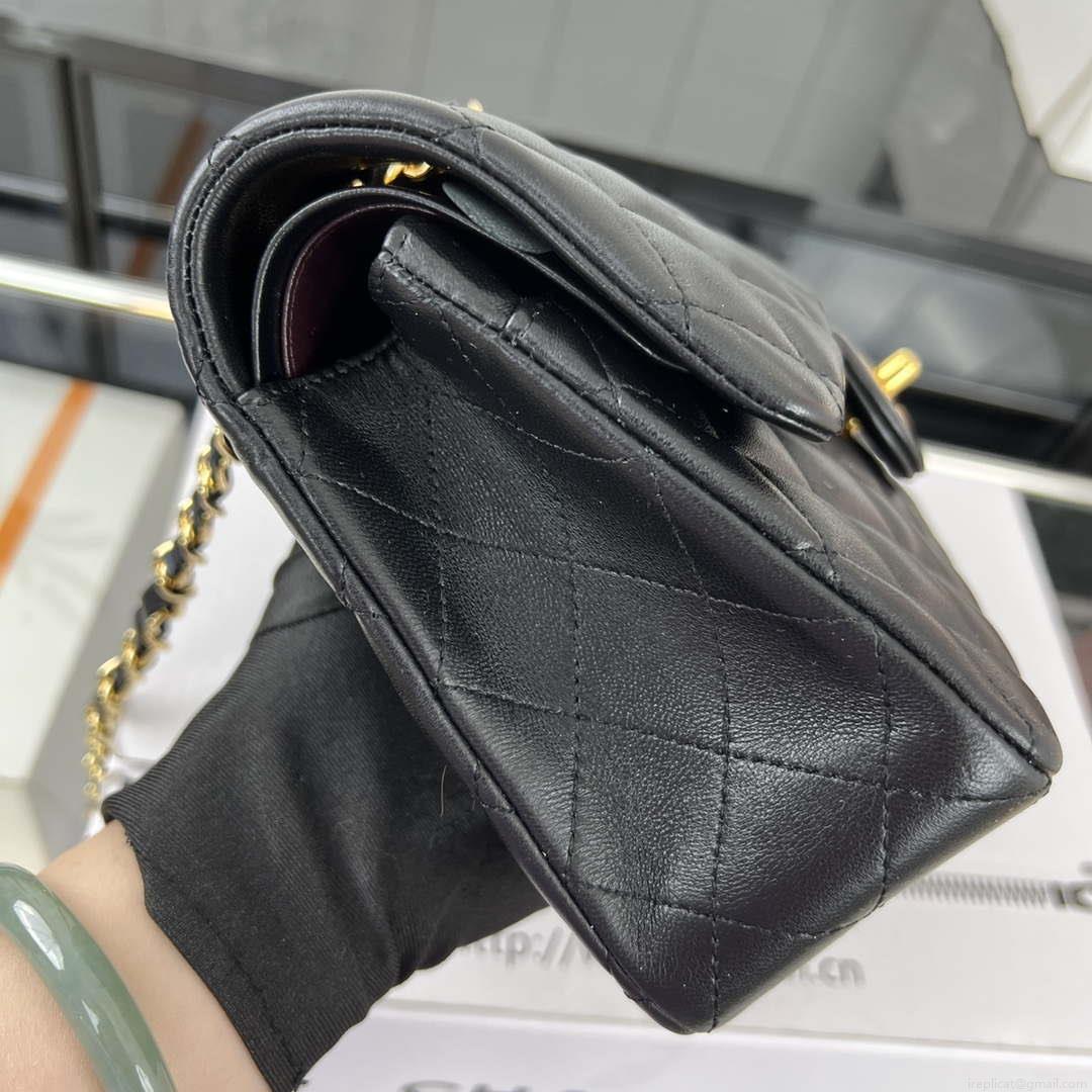 Chanel A01117 Flap Handbag Classic Bag Black Lambskin