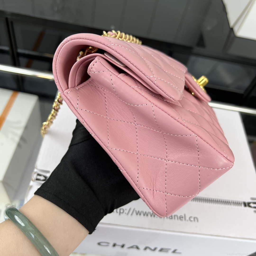 Chanel A01117 Flap Handbag Classic Bag Pink Lambskin