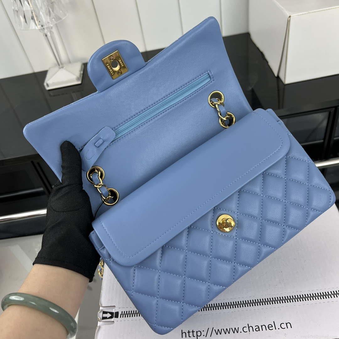 Chanel A01117 Flap Handbag Classic Bag Blue Lambskin