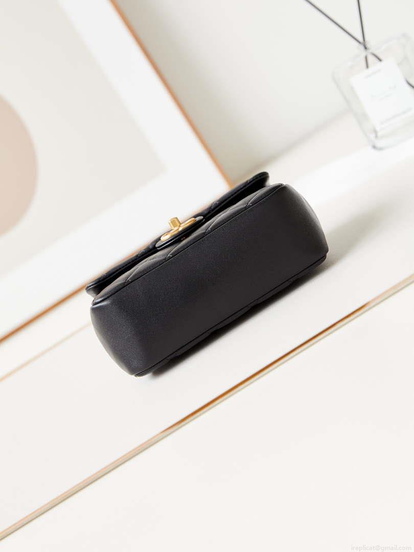 Chanel AS4384 Mini Flap Bag Pearly Lambskin Imitation Pearls & Gold-Tone Metal Black