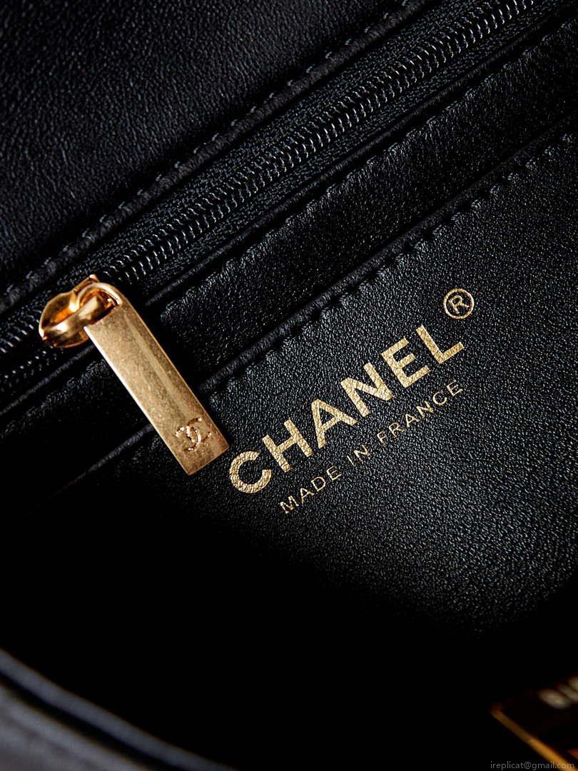 Chanel AS4384 Mini Flap Bag Pearly Lambskin Imitation Pearls & Gold-Tone Metal Black