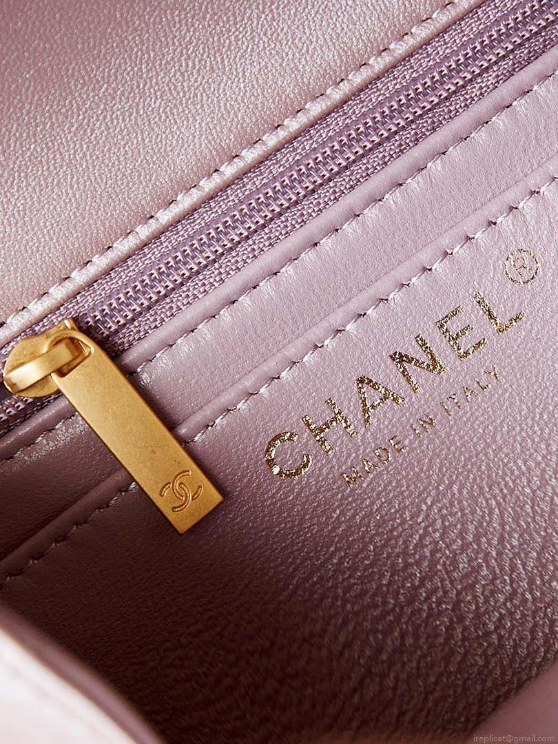 Chanel AS4384 Mini Flap Bag Pearly Lambskin Imitation Pearls & Gold-Tone Metal Pink