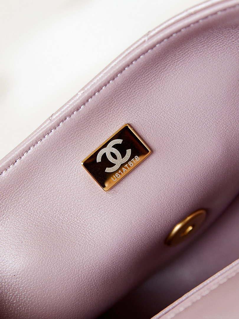 Chanel AS4384 Mini Flap Bag Pearly Lambskin Imitation Pearls & Gold-Tone Metal Pink