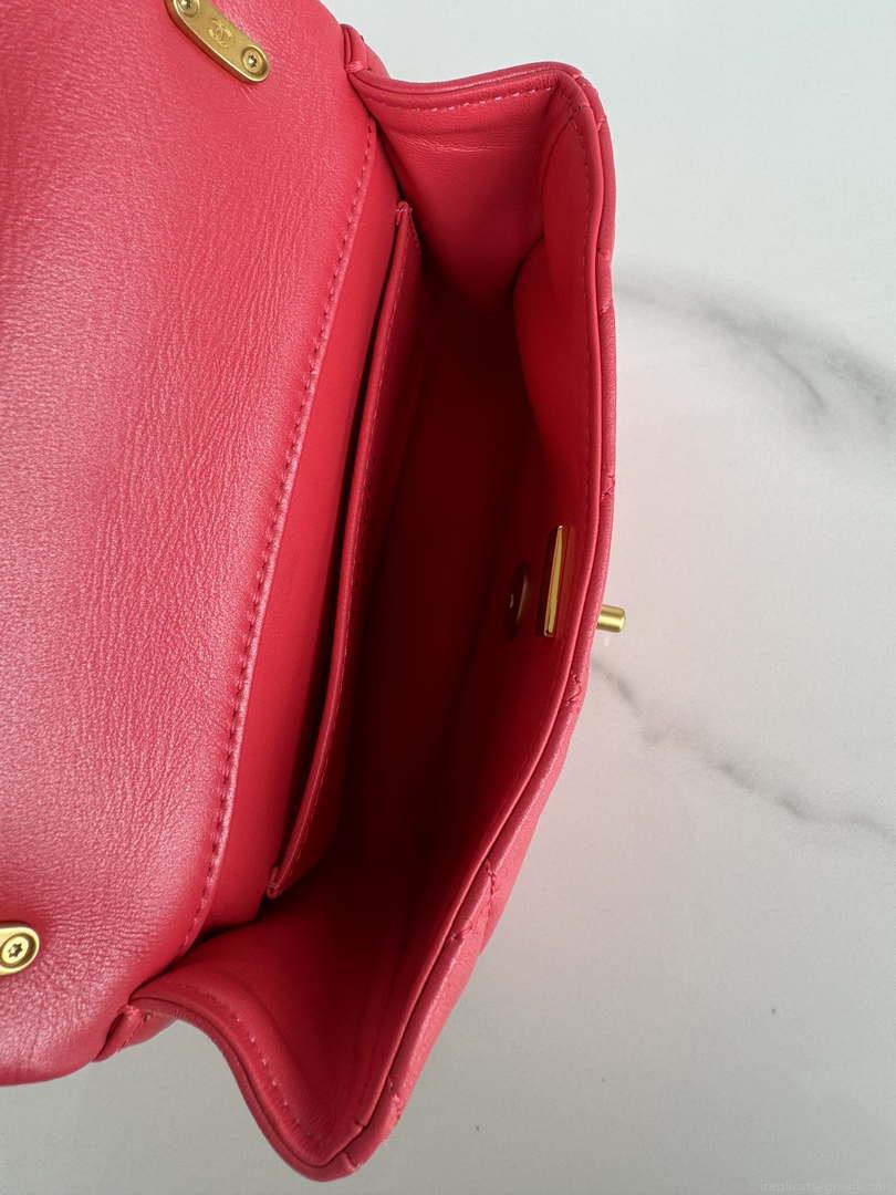 Chanel AS4384 Mini Flap Bag Pearly Lambskin Imitation Pearls & Gold-Tone Metal Red