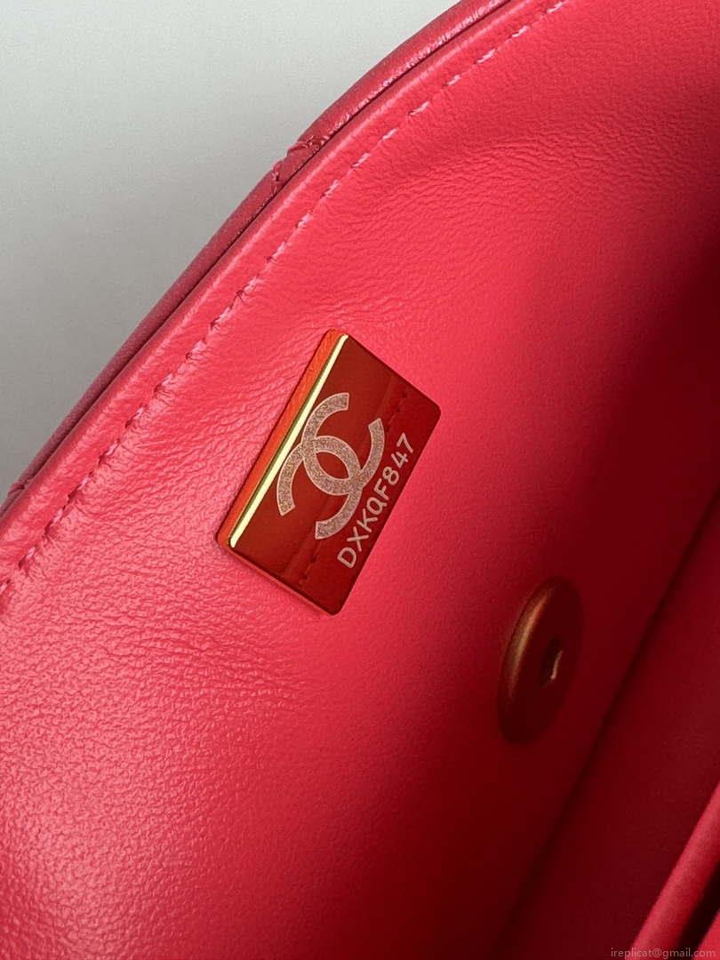 Chanel AS4384 Mini Flap Bag Pearly Lambskin Imitation Pearls & Gold-Tone Metal Red