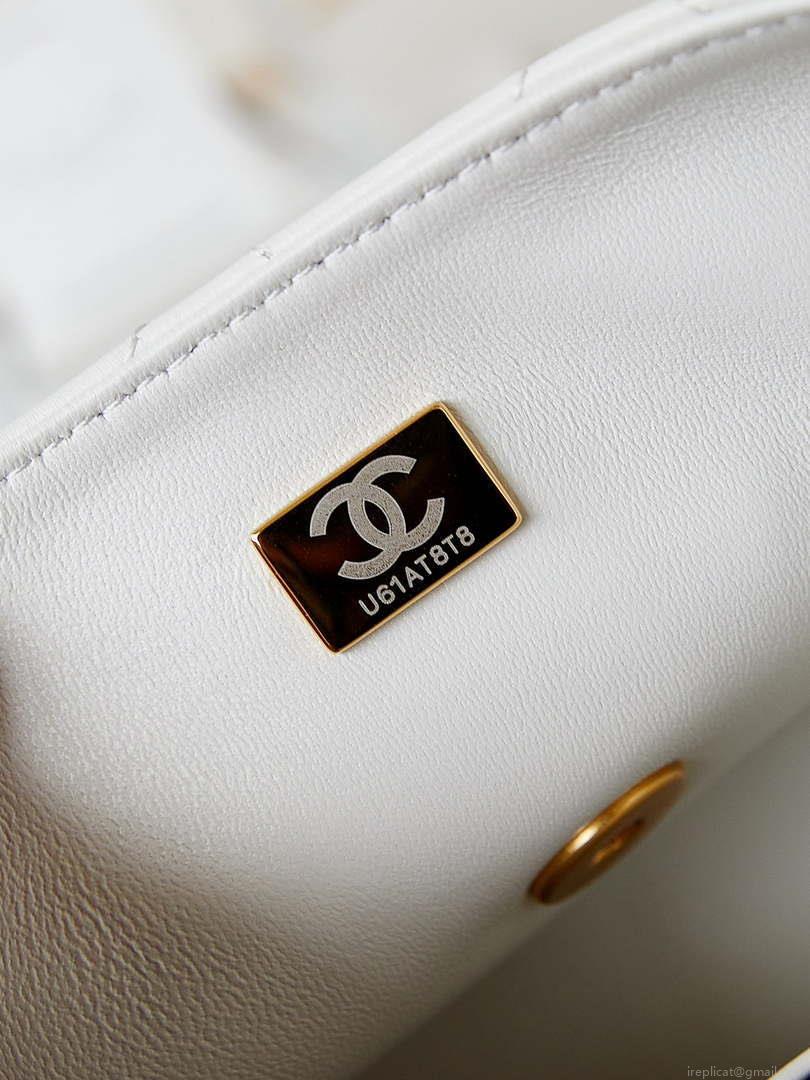 Chanel AS4384 Mini Flap Bag Pearly Lambskin Imitation Pearls & Gold-Tone Metal White