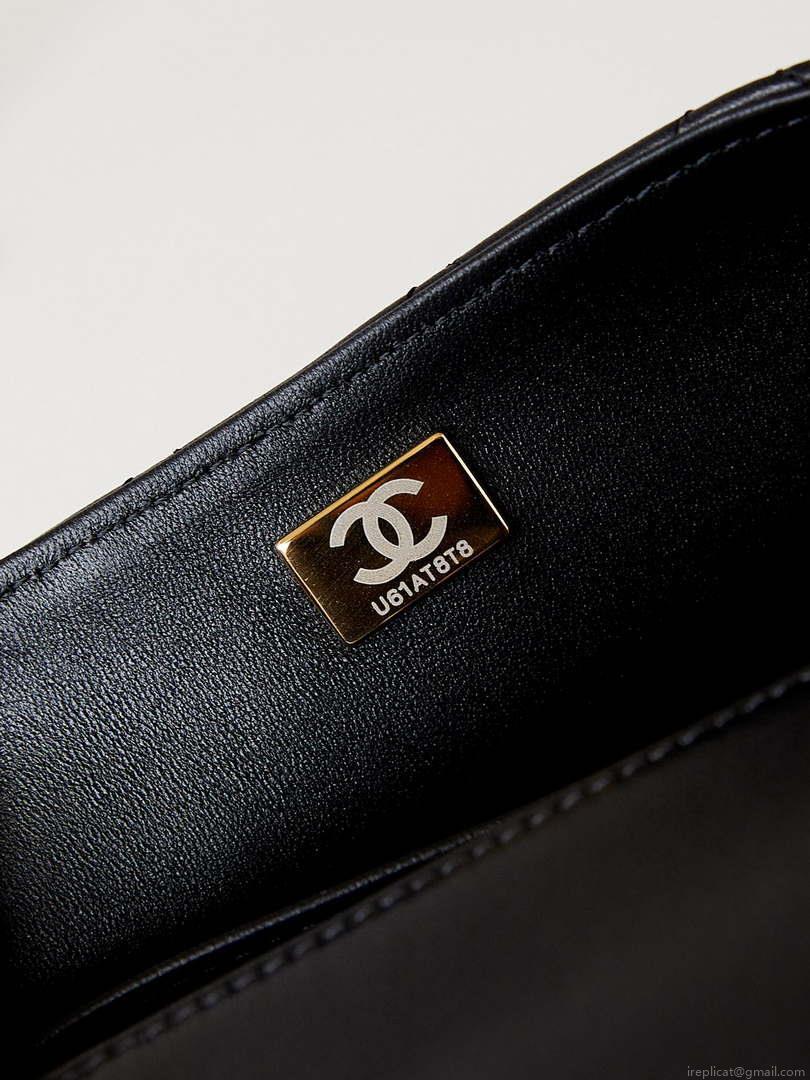 Chanel AS4385 Mini Flap Bag Pearly Lambskin Imitation Pearls & Gold-Tone Metal Black