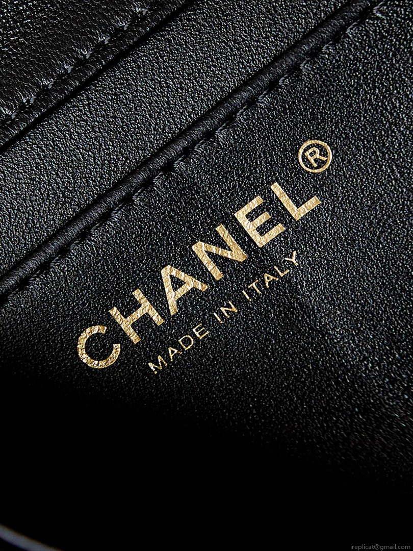 Chanel AS4385 Mini Flap Bag Pearly Lambskin Imitation Pearls & Gold-Tone Metal Black