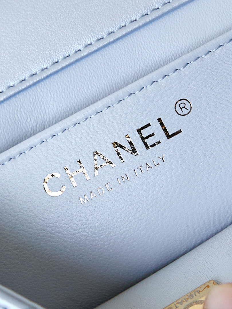 Chanel AS4385 Mini Flap Bag Pearly Lambskin Imitation Pearls & Gold-Tone Metal Blue