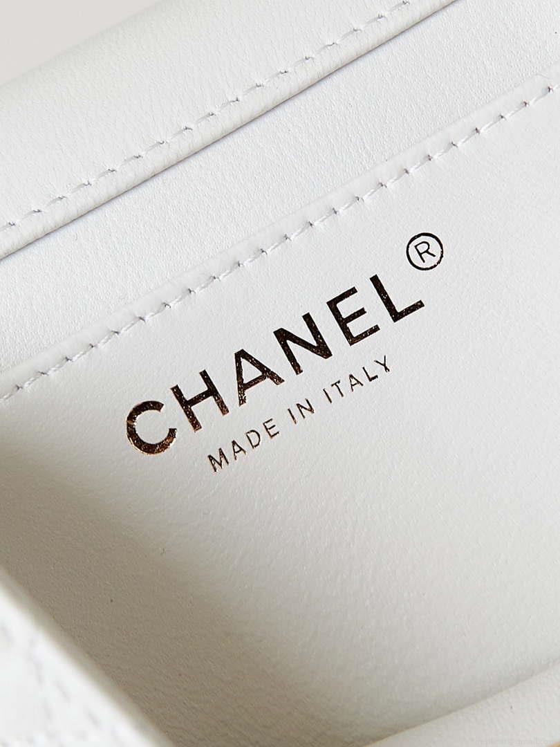 Chanel AS4385 Mini Flap Bag Pearly Lambskin Imitation Pearls & Gold-Tone Metal White
