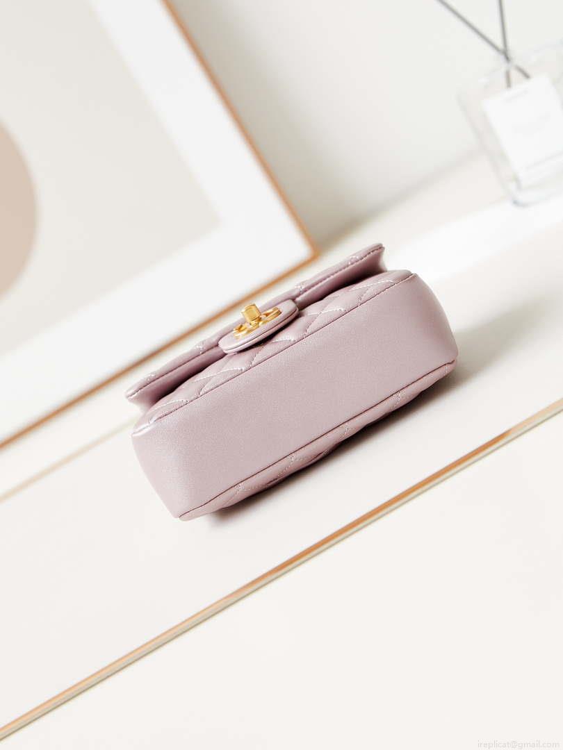 Chanel AS4385 Mini Flap Bag Pearly Lambskin Imitation Pearls & Gold-Tone Metal Pink