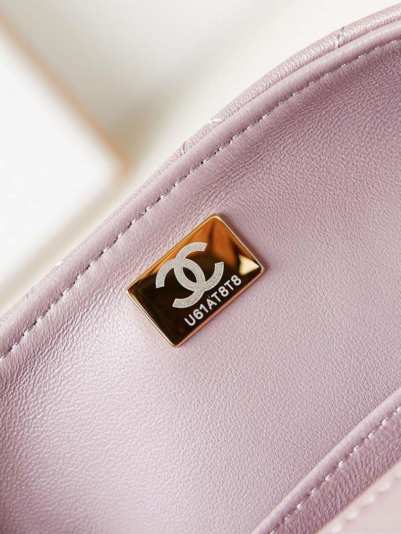 Chanel AS4385 Mini Flap Bag Pearly Lambskin Imitation Pearls & Gold-Tone Metal Pink