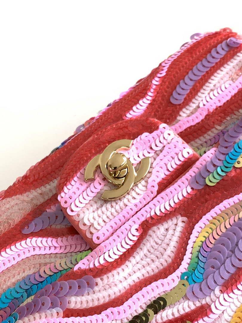 Chanel AS1116 24SS CF Mini Flap Bag A69900 Symphony gradient beads Pink Lambskin