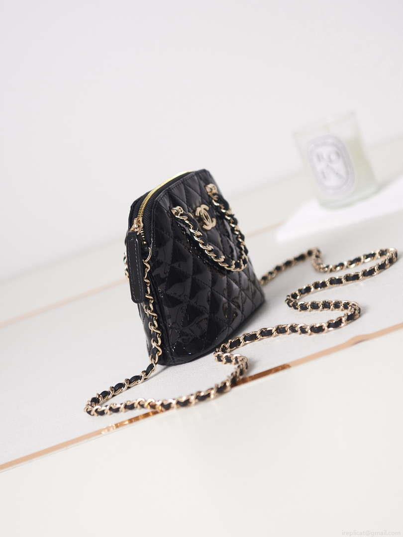Chanel AP3345 Shell bag Patent Calfskin Black