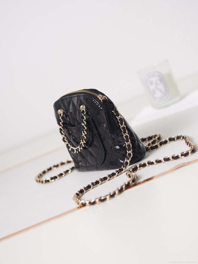 Chanel AP3345 Shell bag Patent Calfskin Black