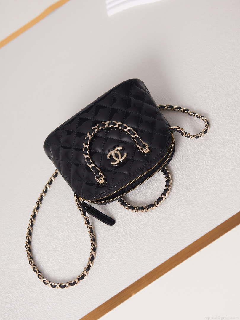 Chanel AP3345 Shell bag Patent Calfskin Black