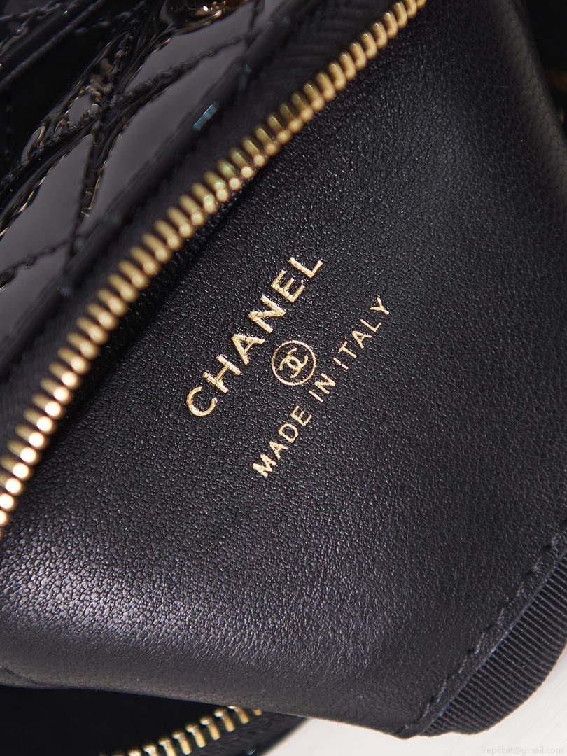 Chanel AP3345 Shell bag Patent Calfskin Black
