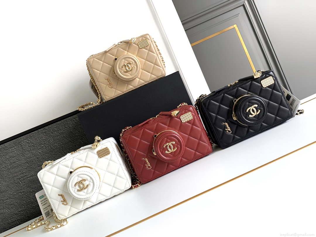 Chanel AS4817 Camera Case White Lambskin Bag