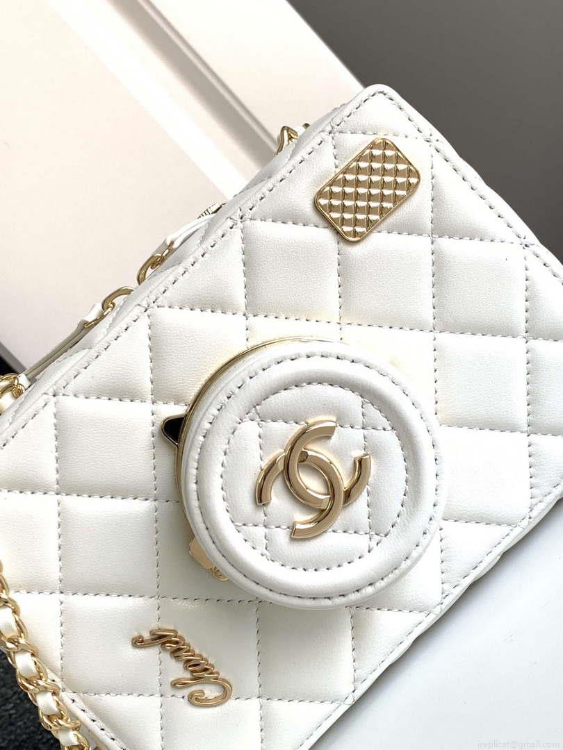 Chanel AS4817 Camera Case White Lambskin Bag