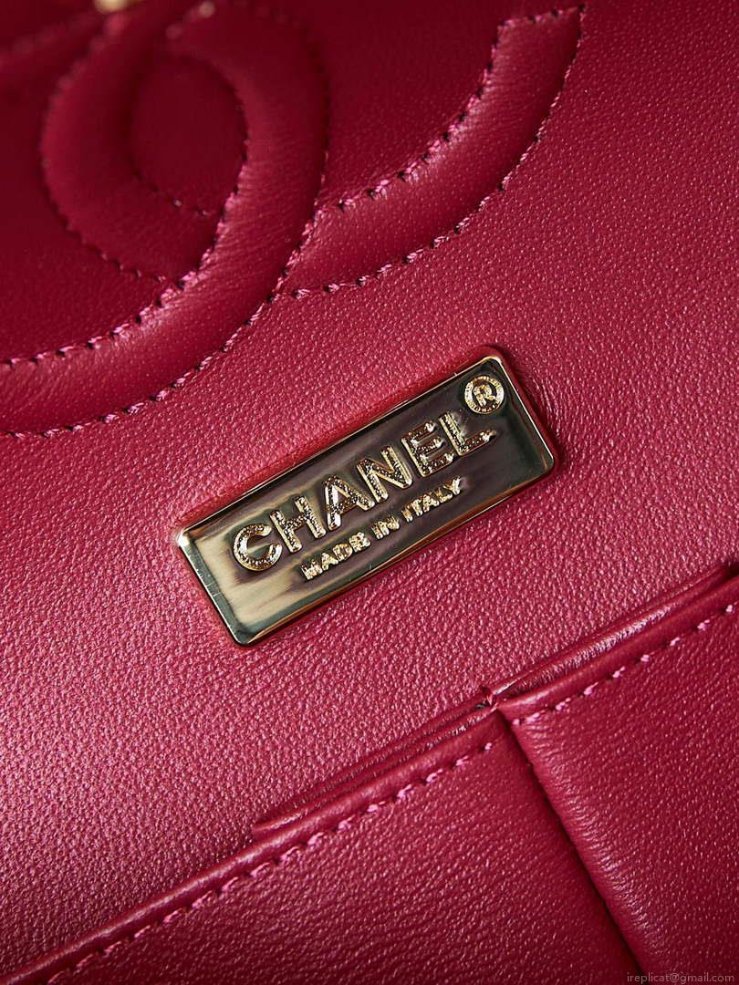 Chanel 24C A01113 Flap Handbag Classic Bag Cotton Tweed A69900 Pink and White
