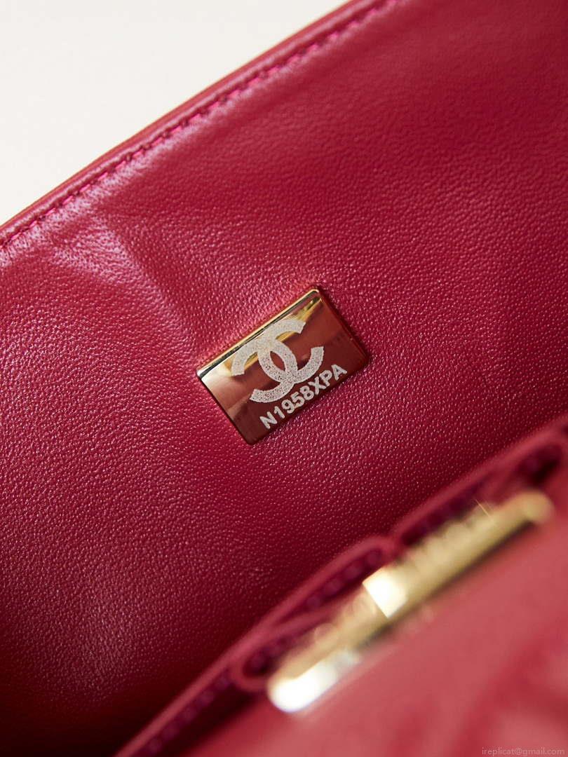 Chanel 24C A01113 Flap Handbag Classic Bag Cotton Tweed A69900 Pink and White