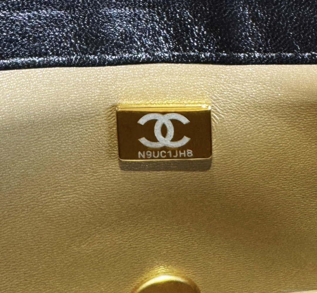 Chanel AS4861 Small Flap Bag Pearly Lambskin Imitation Pearls & Gold-Tone Metal Black