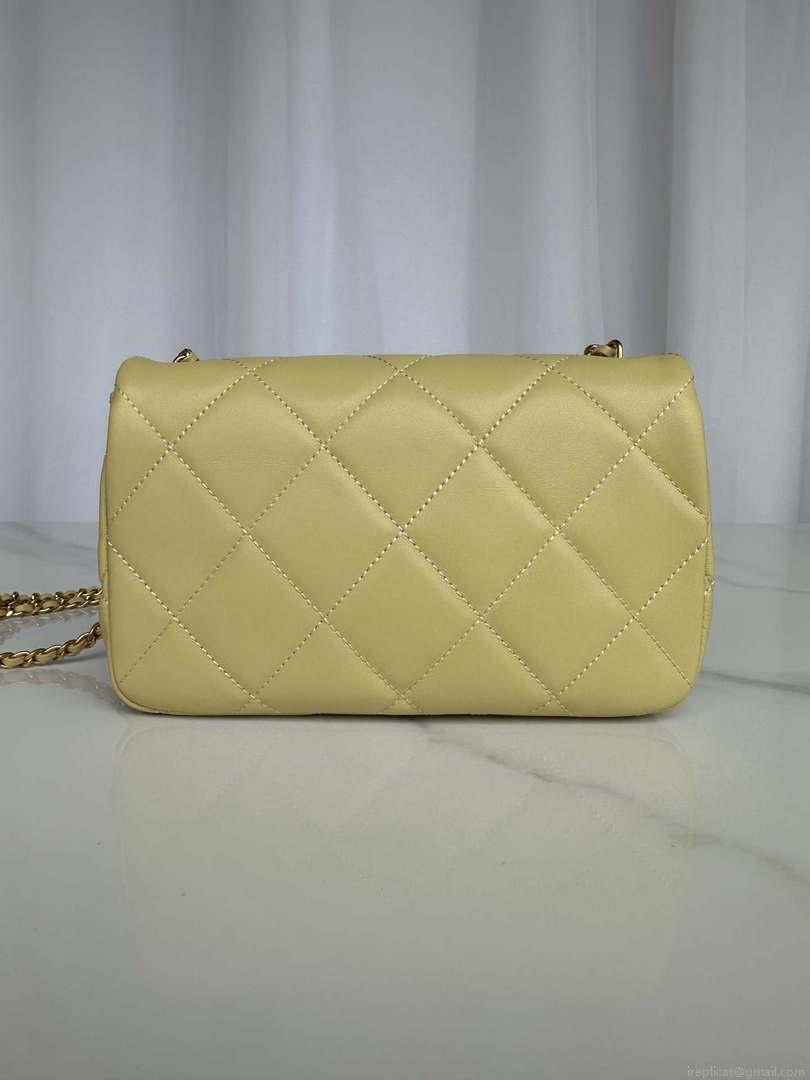 Chanel AS4861 Small Flap Bag Pearly Lambskin Imitation Pearls & Gold-Tone Metal Yellow