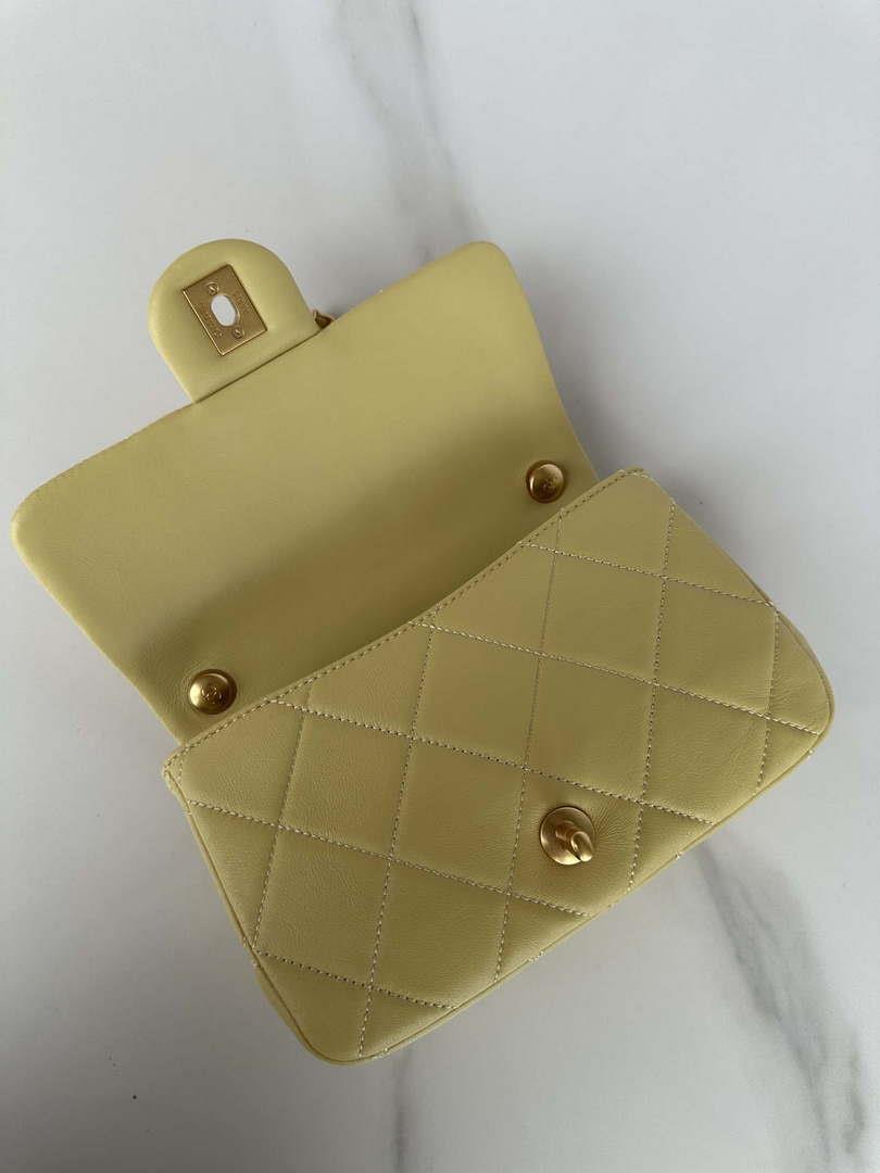 Chanel AS4861 Small Flap Bag Pearly Lambskin Imitation Pearls & Gold-Tone Metal Yellow