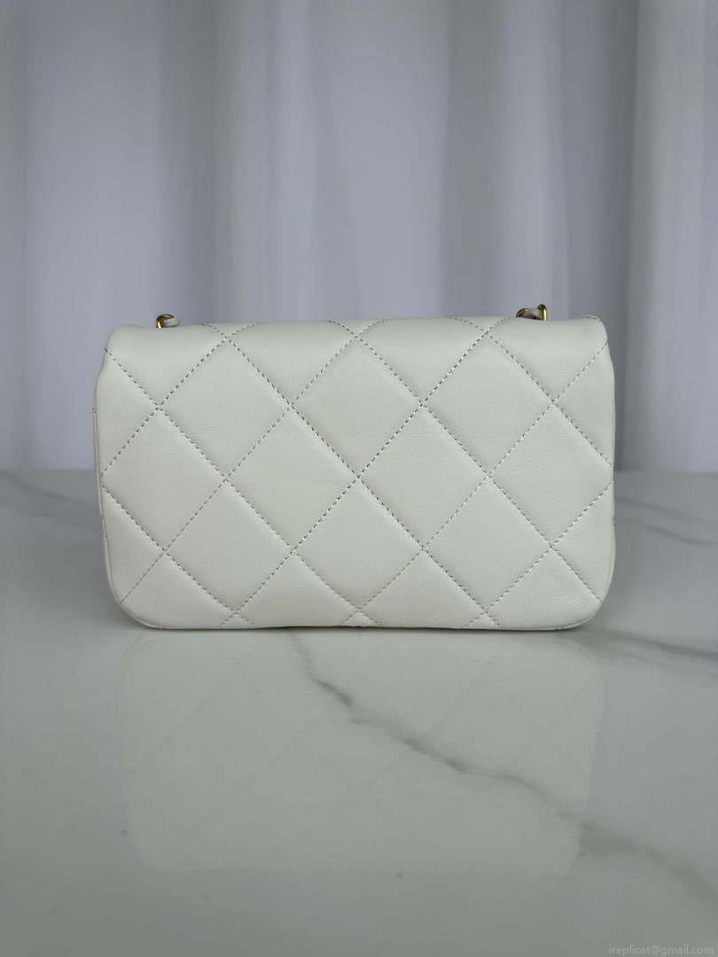 Chanel AS4861 Small Flap Bag Pearly Lambskin Imitation Pearls & Gold-Tone Metal White
