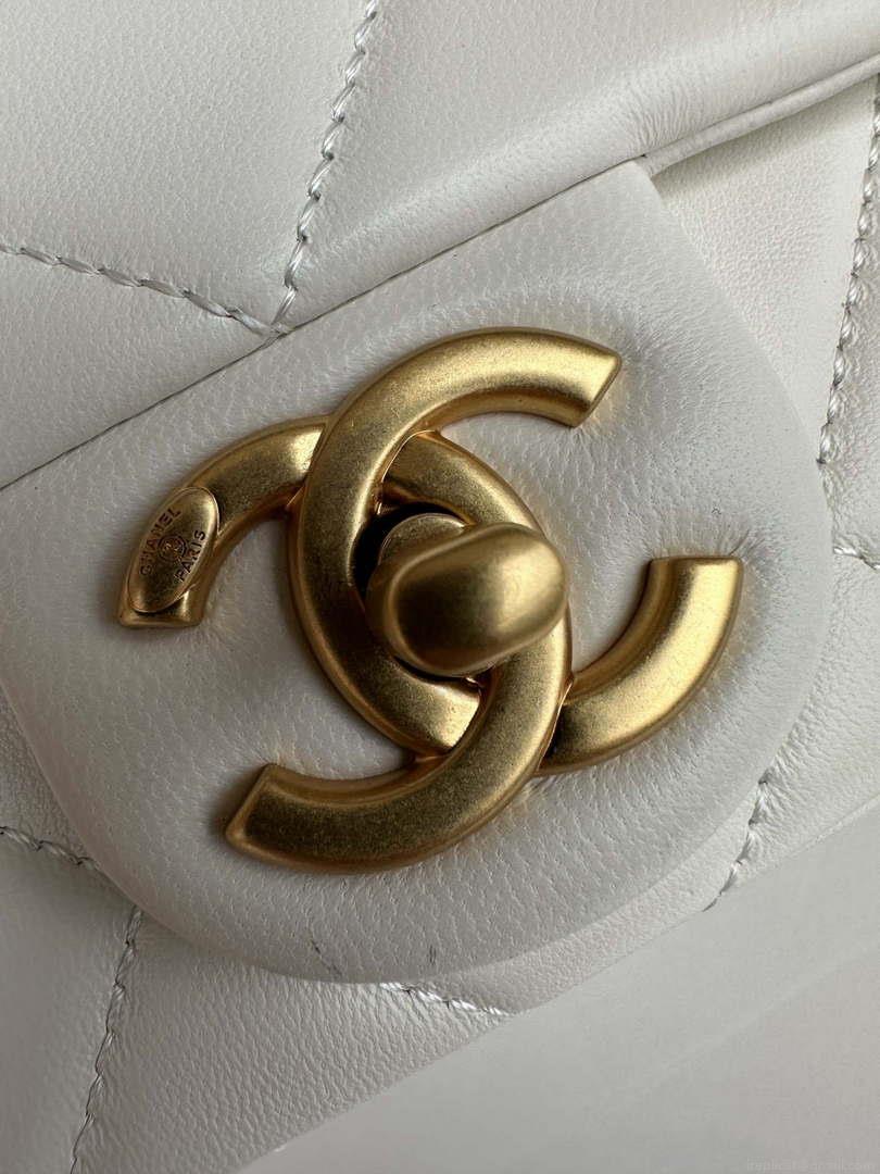Chanel AS4861 Small Flap Bag Pearly Lambskin Imitation Pearls & Gold-Tone Metal White
