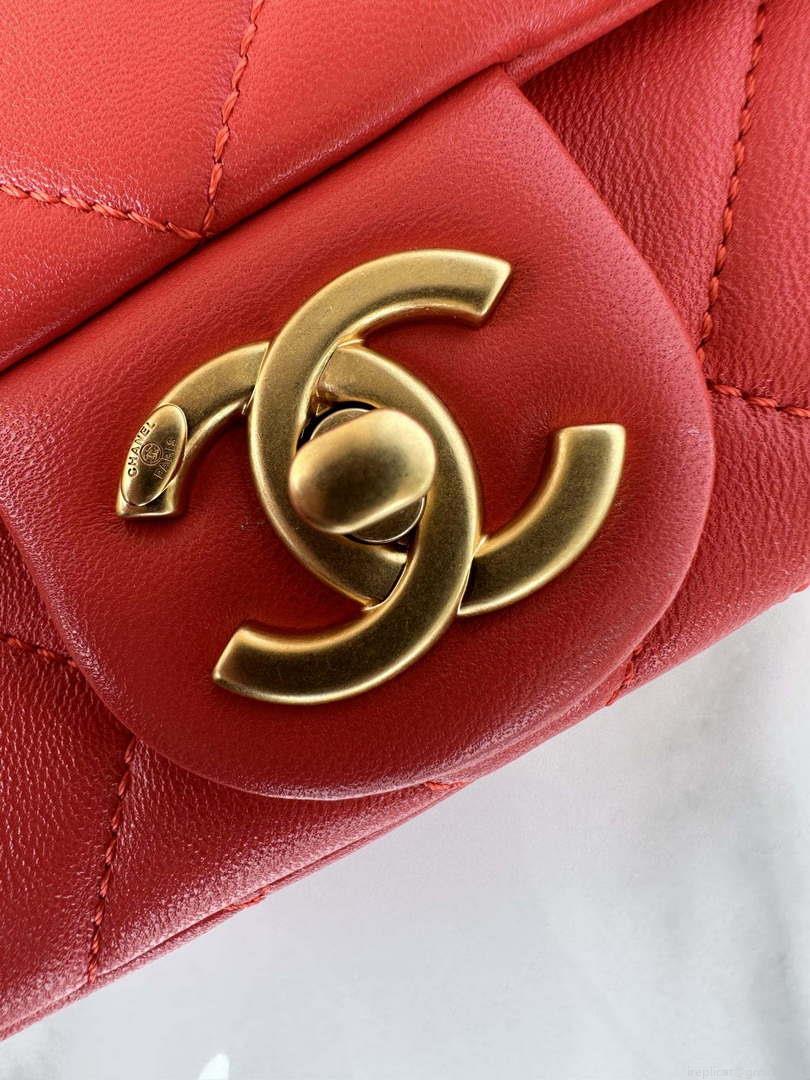 Chanel AS4861 Small Flap Bag Pearly Lambskin Imitation Pearls & Gold-Tone Metal Red