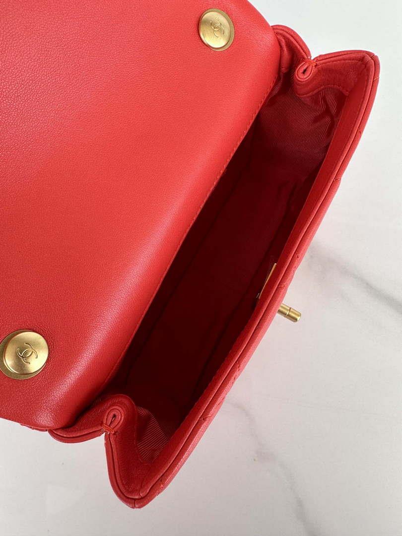 Chanel AS4861 Small Flap Bag Pearly Lambskin Imitation Pearls & Gold-Tone Metal Red