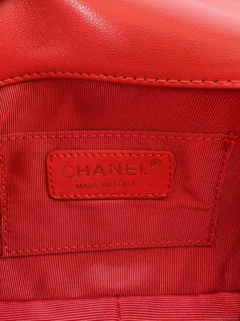 Chanel AS4861 Small Flap Bag Pearly Lambskin Imitation Pearls & Gold-Tone Metal Red
