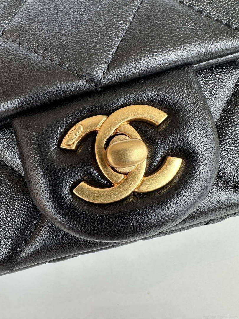 Chanel AS4868 Mini Flap Bag Pearly Lambskin Imitation Pearls & Gold-Tone Metal Black