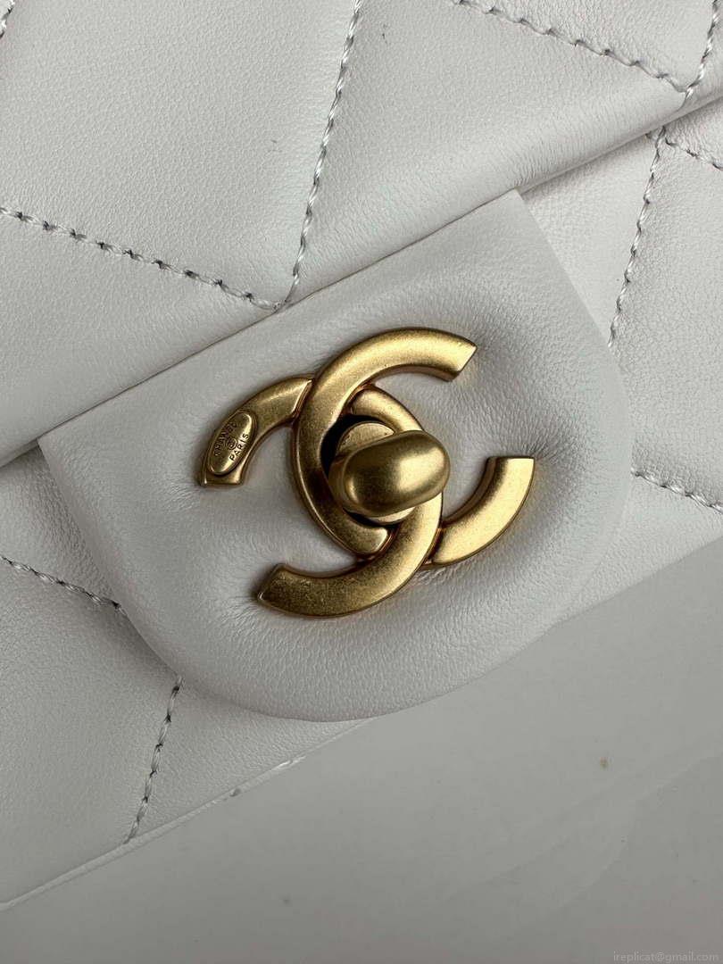 Chanel AS4868 Mini Flap Bag Pearly Lambskin Imitation Pearls & Gold-Tone Metal White